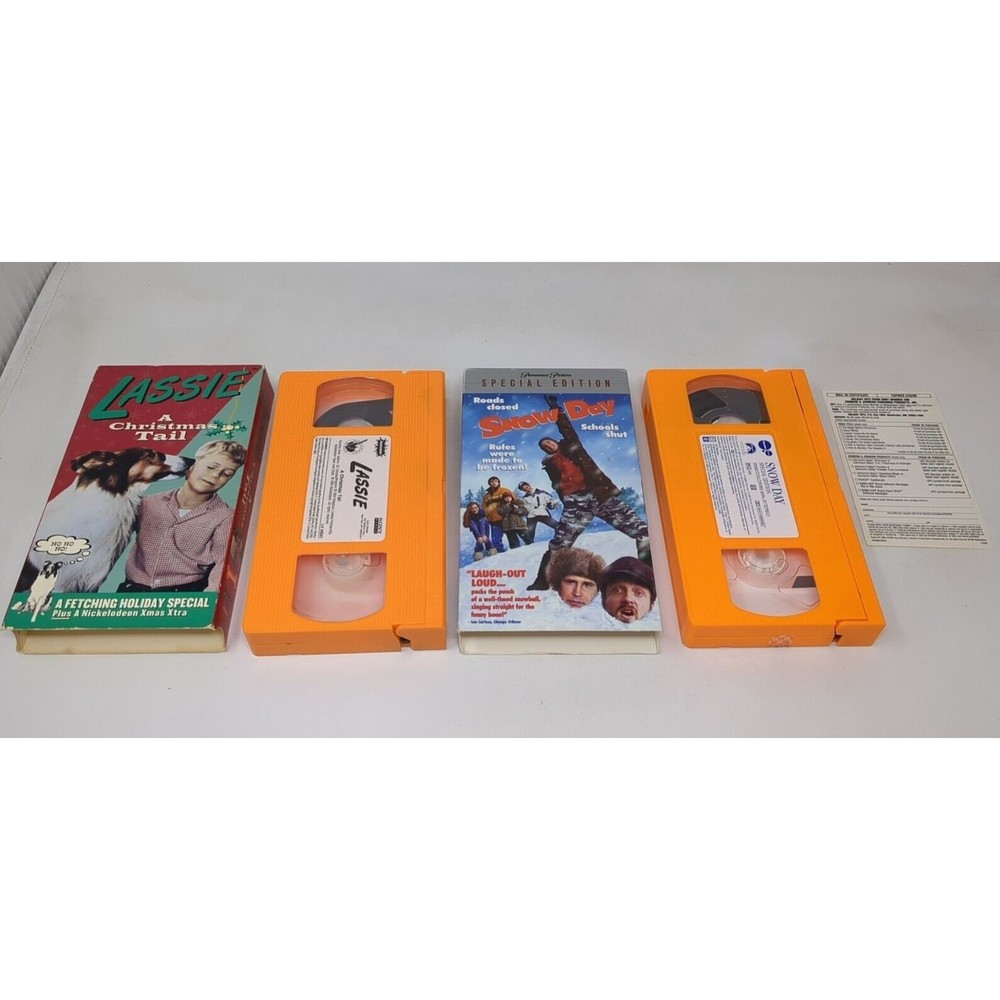 Lassie Christmas‎ Tail & Snow Day Nickelodeon Orange VHS Cassette Tape Lot